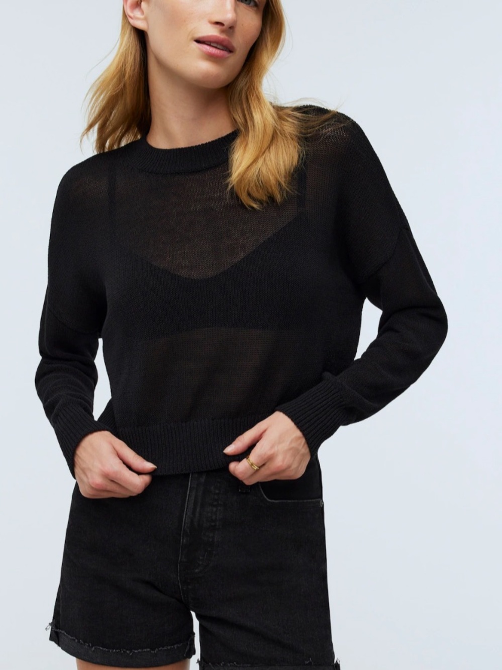 Madewell Loose Knit Crewneck Sweater black